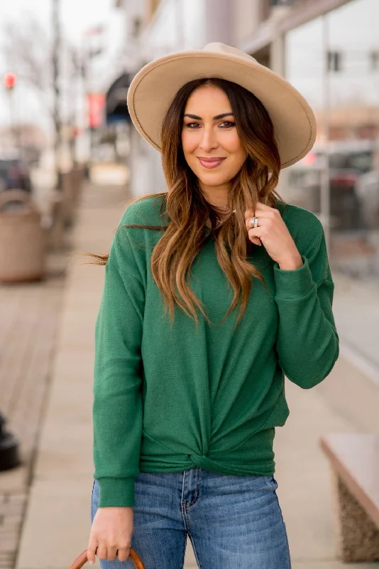 Weekend Offers That Thrill Thermal Tie Front Long Sleeve Tee