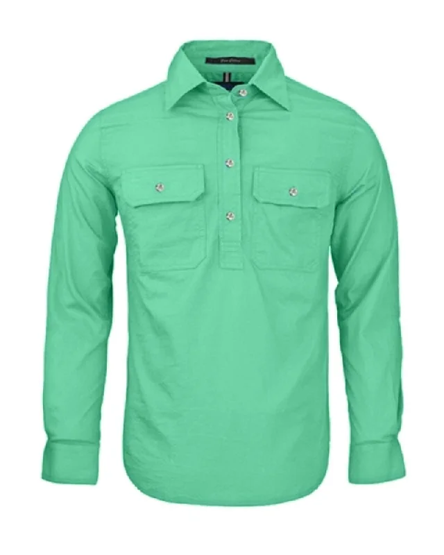 Low Cost Ladies Closed Front Shirt LS - Mint