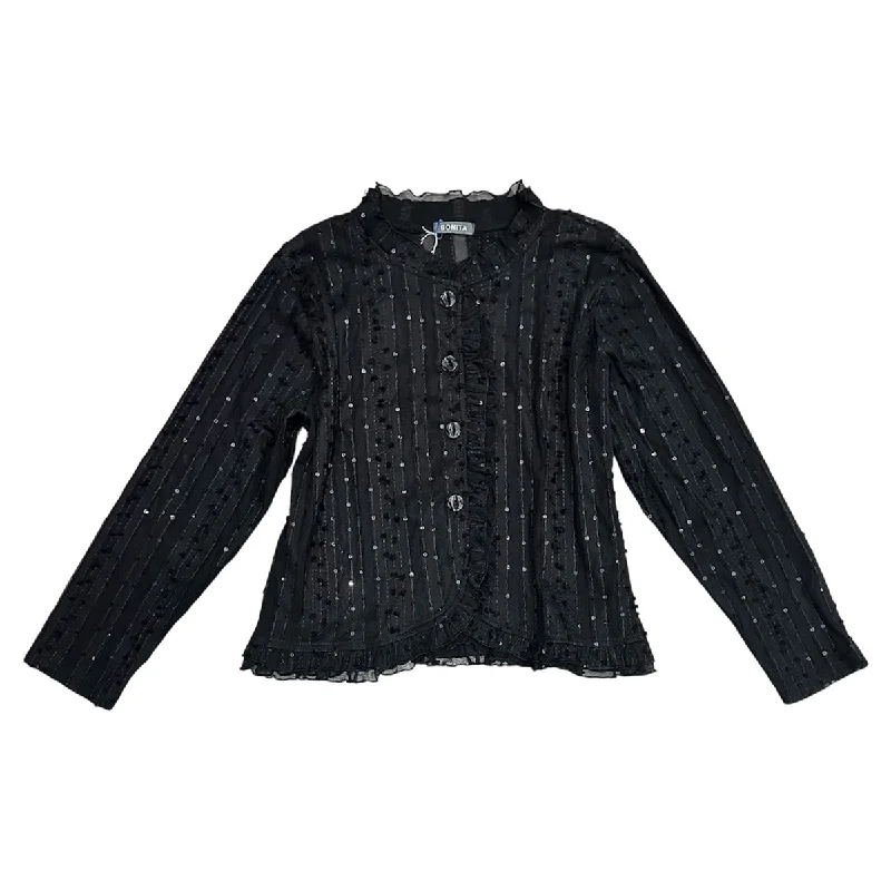 Shop and Save Beaded Rhinestone Long Sleeves Shirt