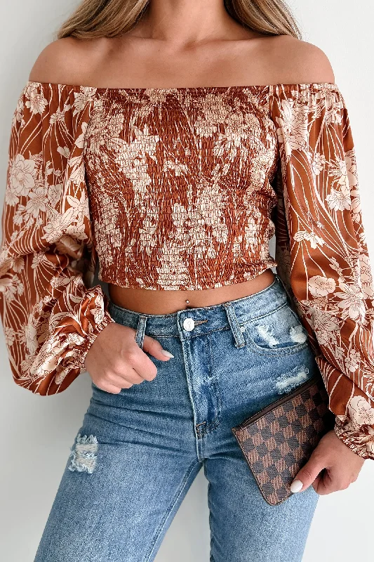 Weekend Specials to Relish Anything Is Posh-ible Smocked Satin Blouse (Butterscotch)
