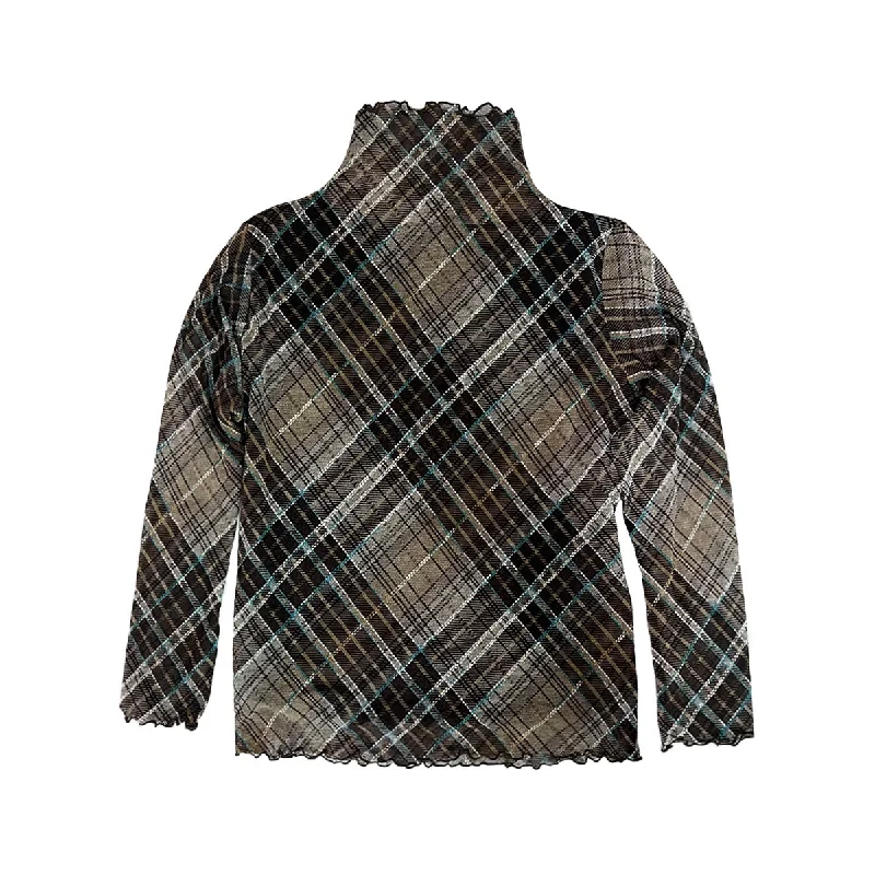 Weekend Deals That Impress Checked-Print Mesh High Neck Top