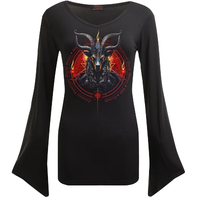 Now Available BAPHOMET - V Neck Goth Sleeve Top Black