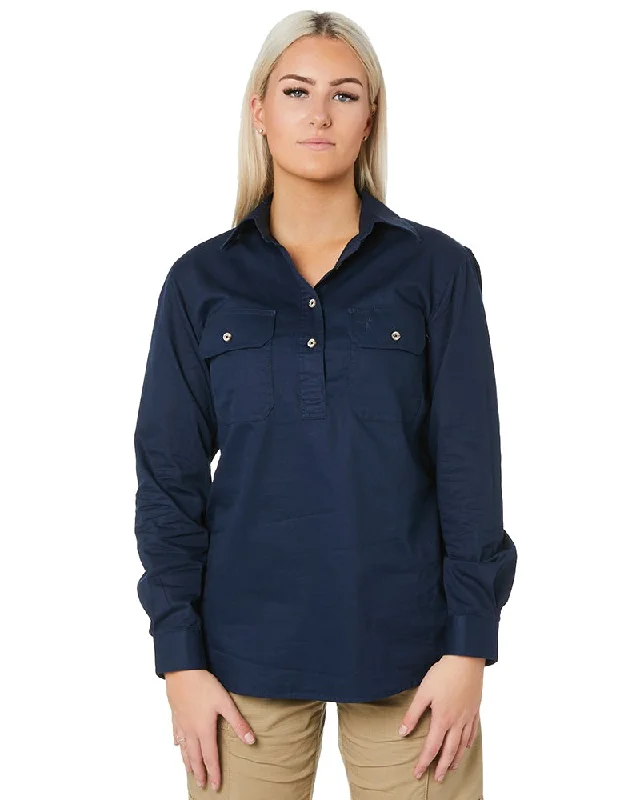 Weekend Offers That Dazzle Ladies Closed Front Shirt LS - French Navy