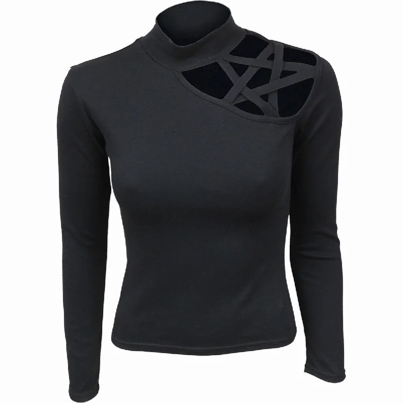 Clearance Sale GOTHIC ELEGANCE - Pentagram Shoulder Longsleeve Top