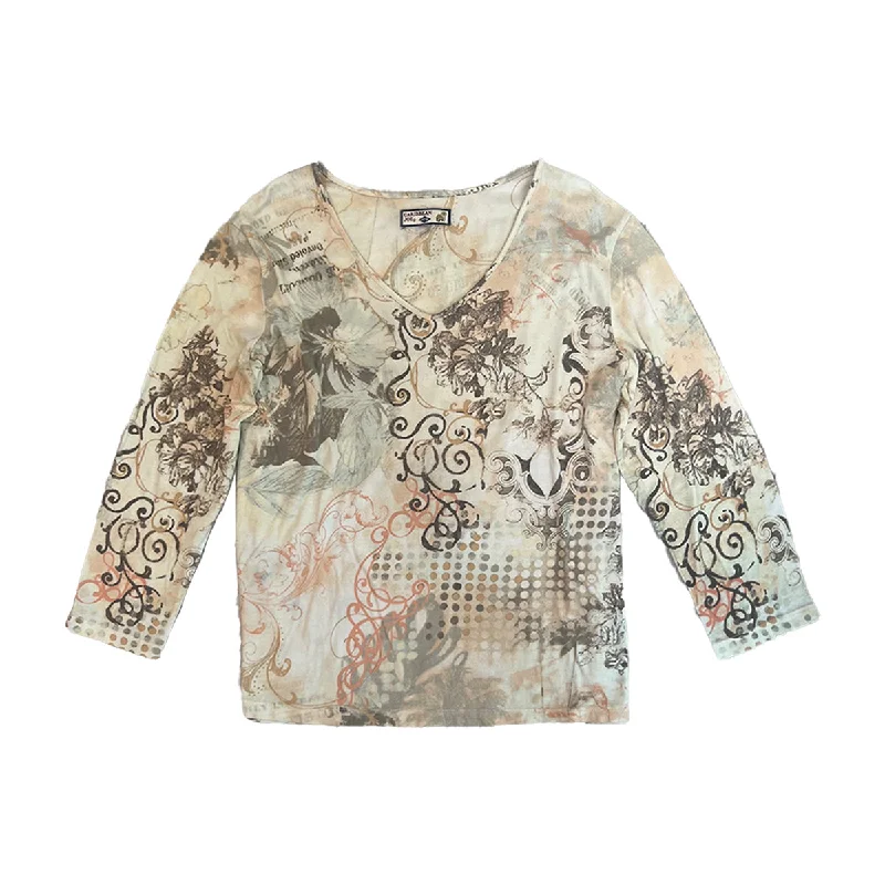 Weekend Discounts to Enjoy 00s V-neck Graphic Print Long-sleeve