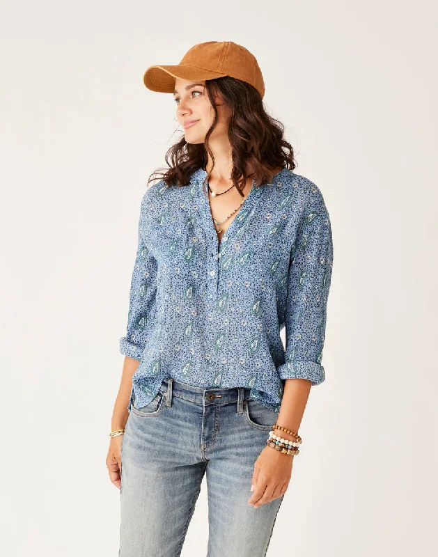 Take Action Dylan Gauze Shirt: Storm Paisley