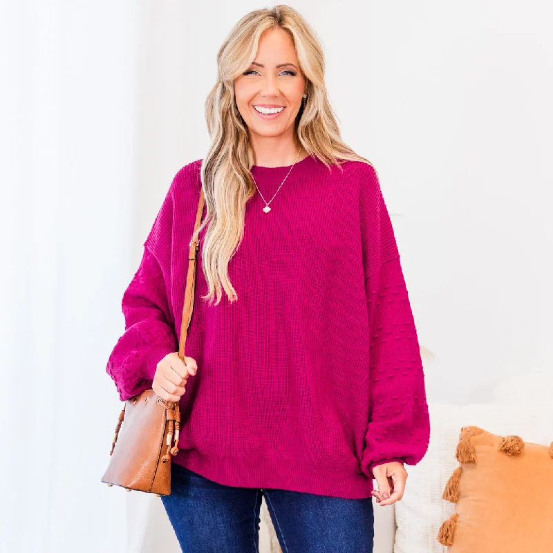 Weekend Price Cuts Galore Time Is Flying Sweater, Magenta