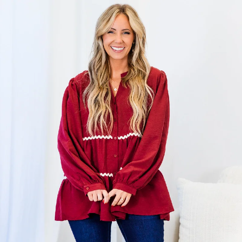 Stock Up Honeycrisp Top, Burgundy
