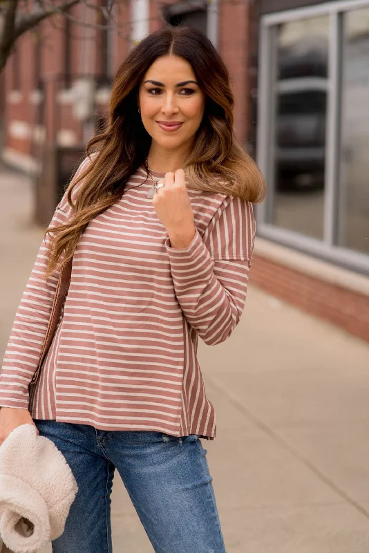 Weekend Savings Spectacle Mixed Stripes Side Accented Tee