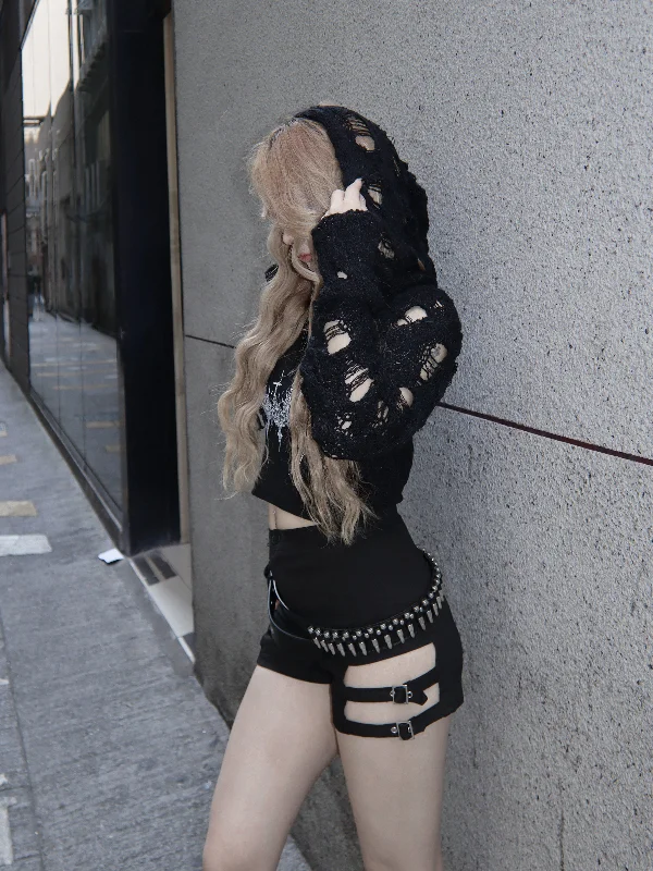 Weekend Offers That Excite huge pin cropped damaged knitwear