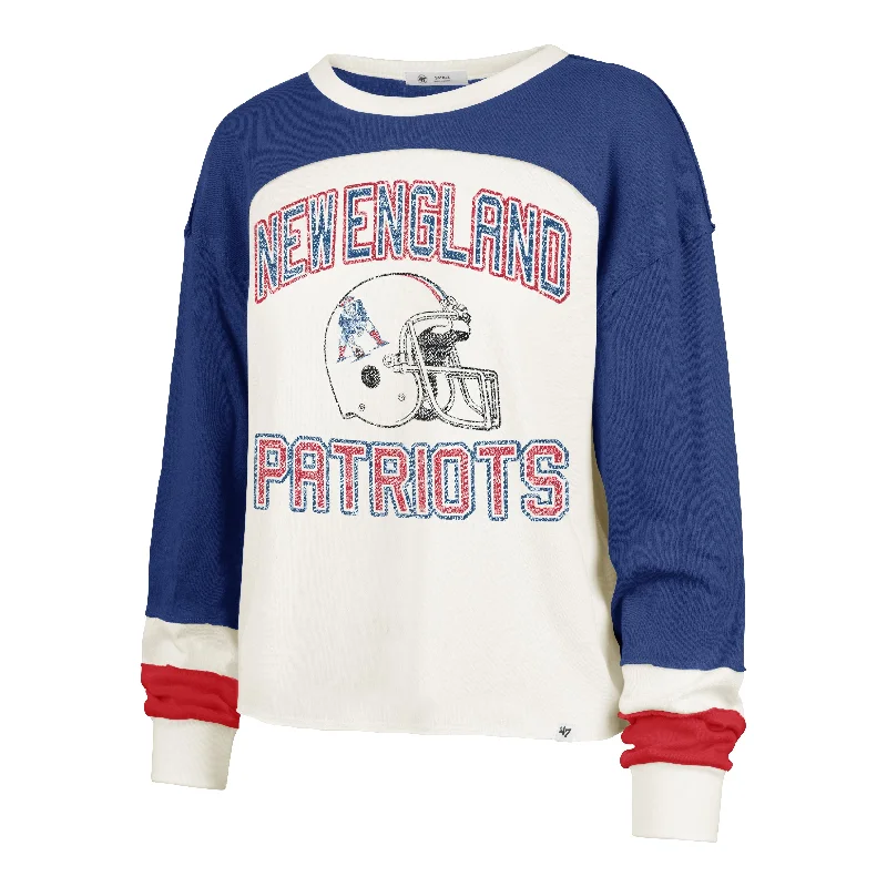 Stock Up NEW ENGLAND PATRIOTS HISTORIC GRIDIRON CURVE '47 TONI LONG SLEEVE TEE WOMENS