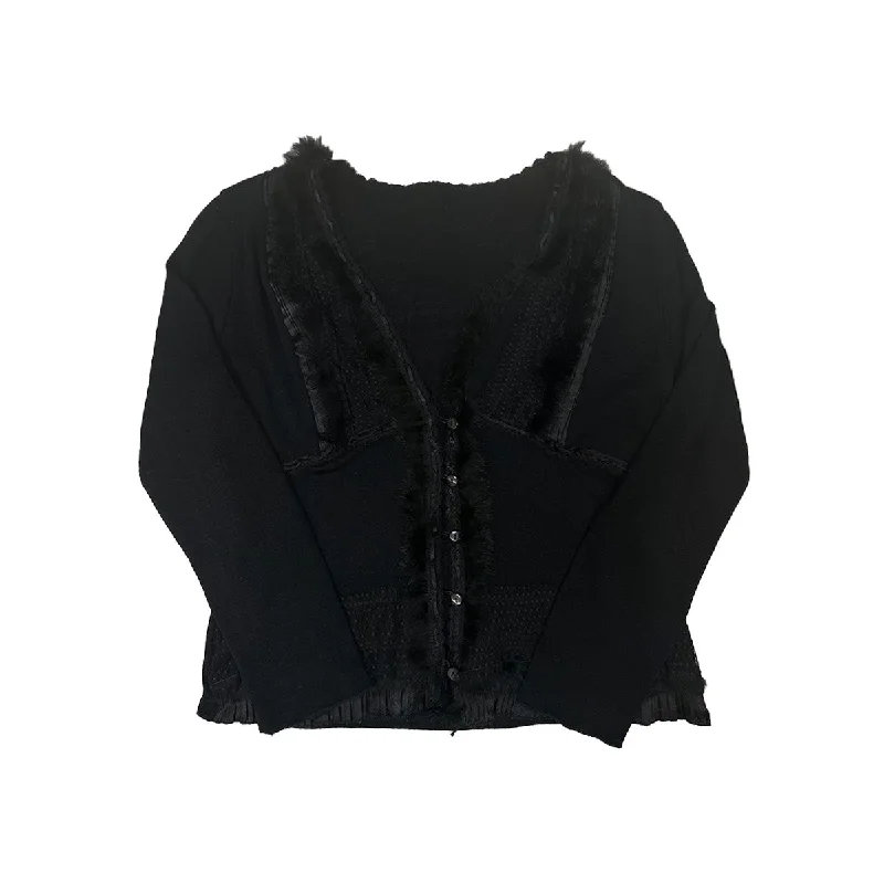 Super Savings Fur Knit Patched Cardigan