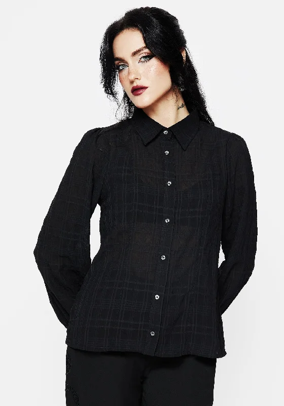 Weekend Offers That Dazzle Recluse Check Chiffon Button Up Shirt