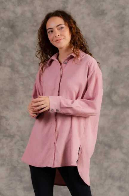 Weekend Savings Spree From Here On Out Oversized Corduroy Long Sleeve Top (Blush)