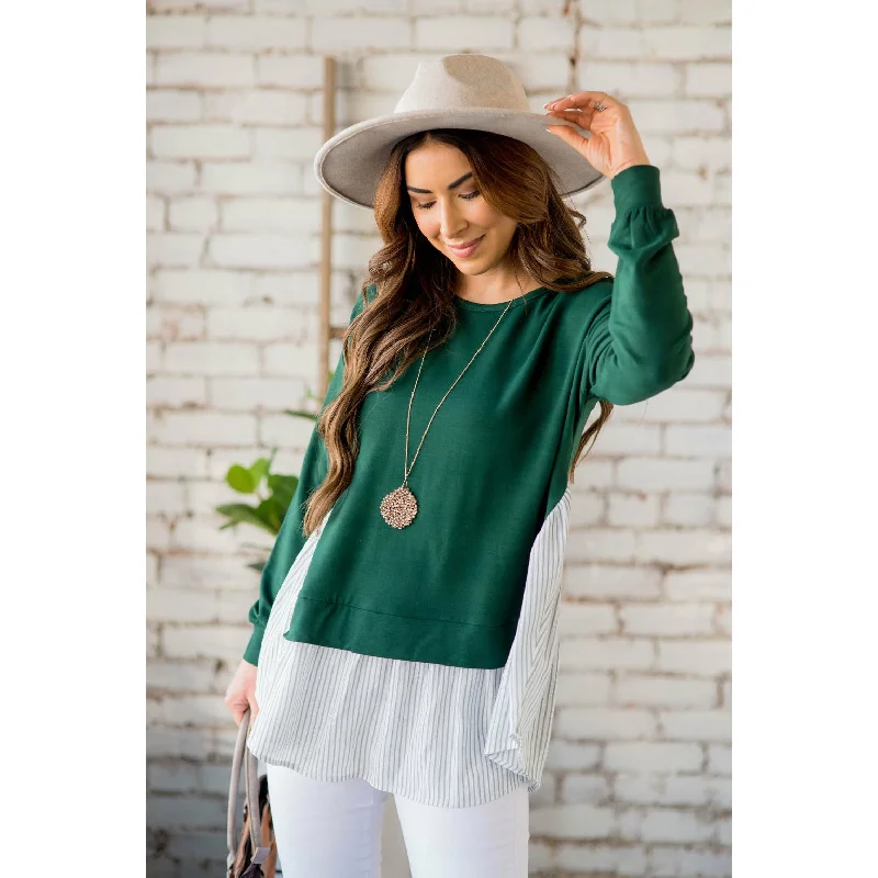 Weekend Offers That Excite Layered Stripe Bottom Blouse