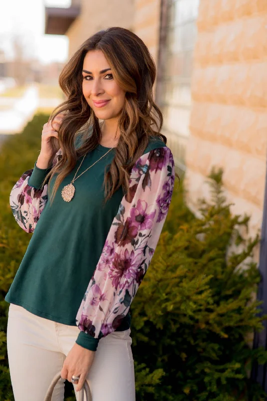 Unbeatable Prices Vintage Blooms Sheer Sleeve Tee