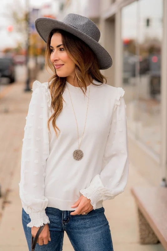 Quick Sale Textured Dot Sleeve Blouse
