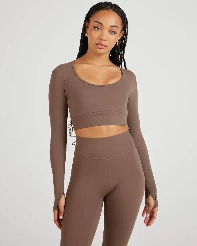 Unmissable Sale Airey Scoop Crop Long Sleeve - Light Brown