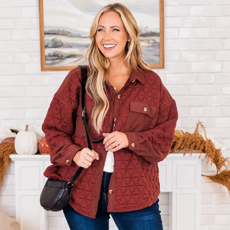 Weekend Offers That Shine Apple Cider Shacket, Brick
