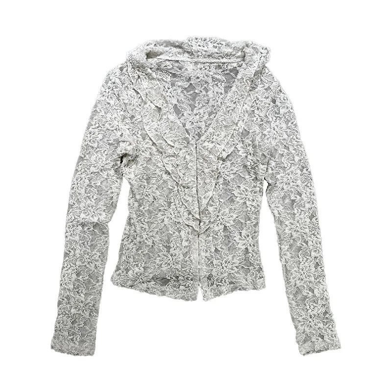 Weekend Savings Fiesta Floral Lace Sheer Ruffle Cardigan