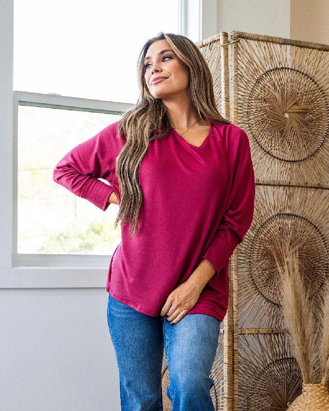 Weekend Deals That Sizzle NEW! Lizzie Long Sleeve Swing Top - Marsala