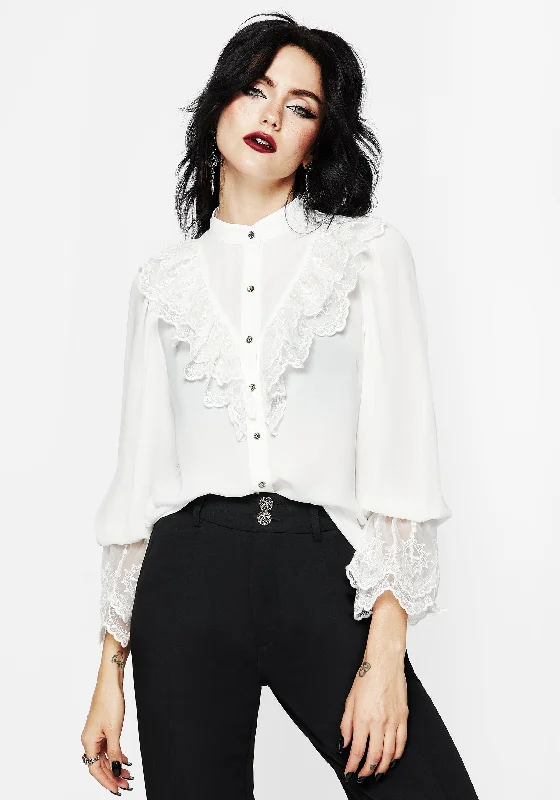 Weekend Offers That Impress Constance Lace Frill Button Up Blouse Top
