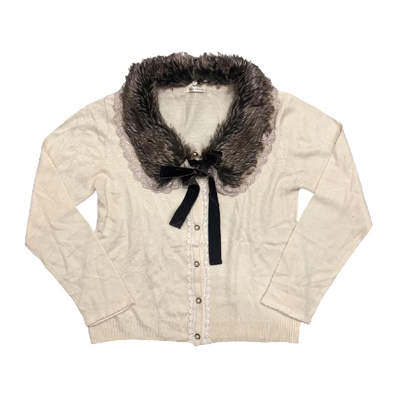 Weekend Extravaganza: Shop Now Axes Femme Removable Lace Trim Fur Collar Knit Cardigan