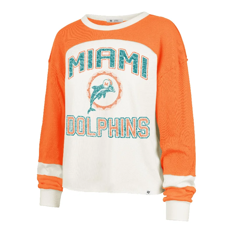 Shop Now MIAMI DOLPHINS HISTORIC GRIDIRON CURVE '47 TONI LONG SLEEVE TEE WOMENS