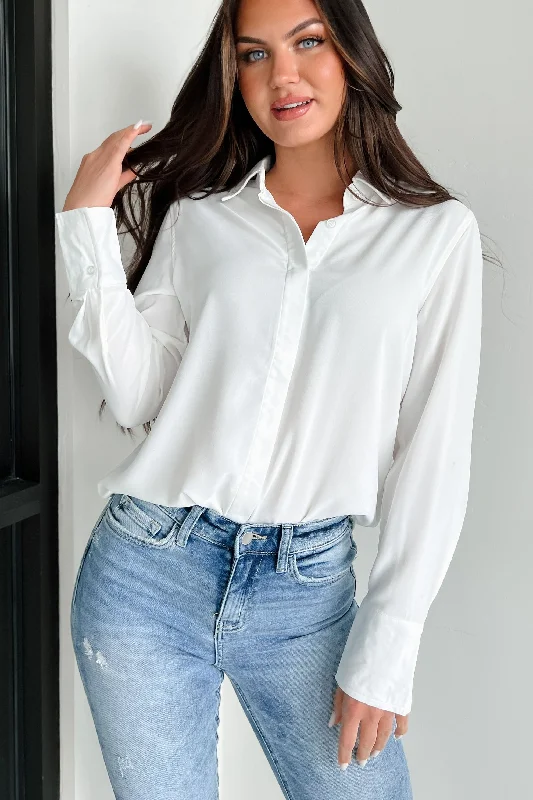 Take Advantage Strategy Is Everything Crepe Covered Placket Dress Shirt (Ivory)