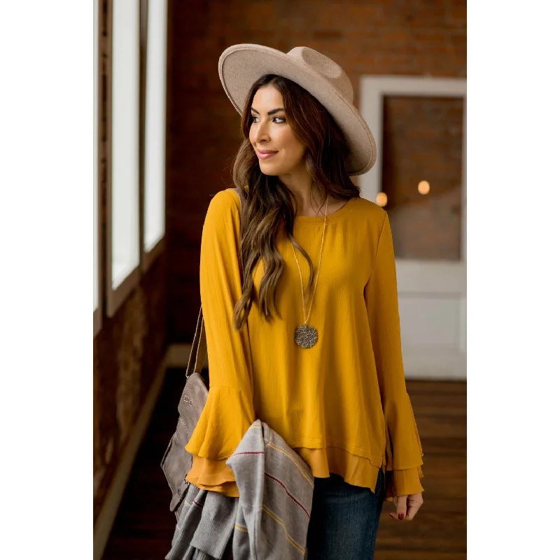 Super Bargain Basic Bell Sleeve Blouse
