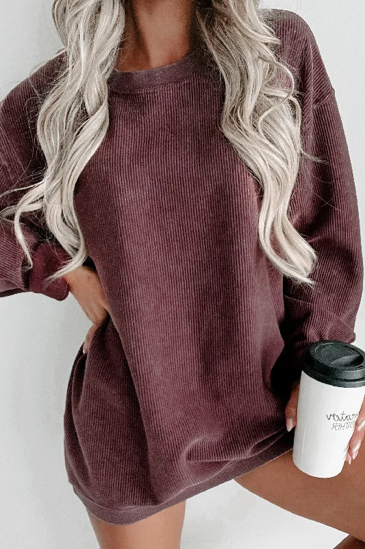 Weekend Discounts to Love NanaMacs Corded Crewneck Sweatshirt (Maroon)