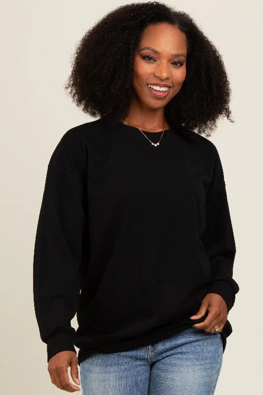 Hot Buy Black Drop Shoulder Sweatshirt