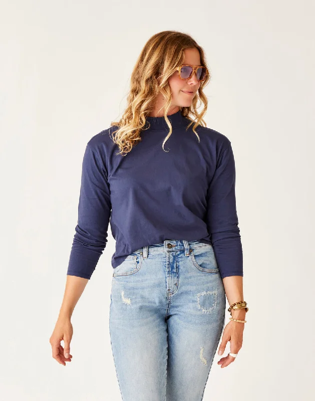 Extra Discount Bray Mockneck Top: Navy