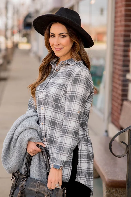 Savings Event Grey Plaid Shirt
