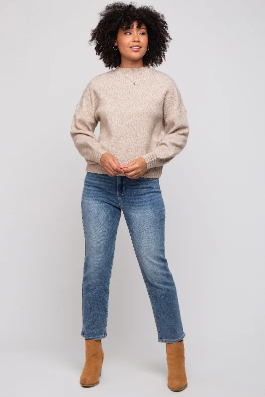 Deal Alert Taupe Bubble Sleeve Sweater