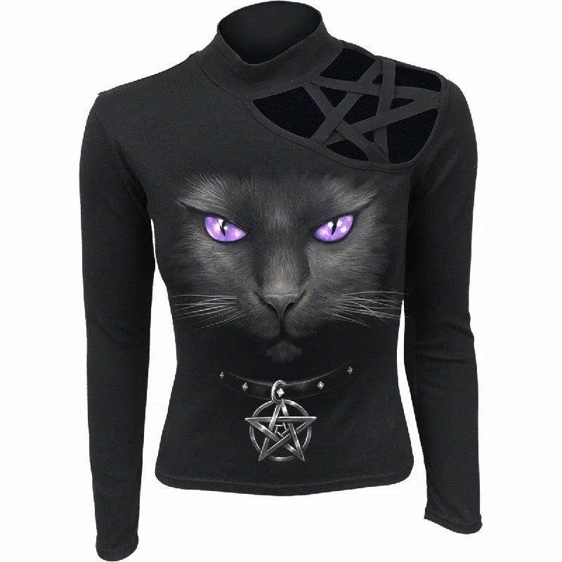 Epic Value BLACK CAT - Pentagram Shoulder Longsleeve Top