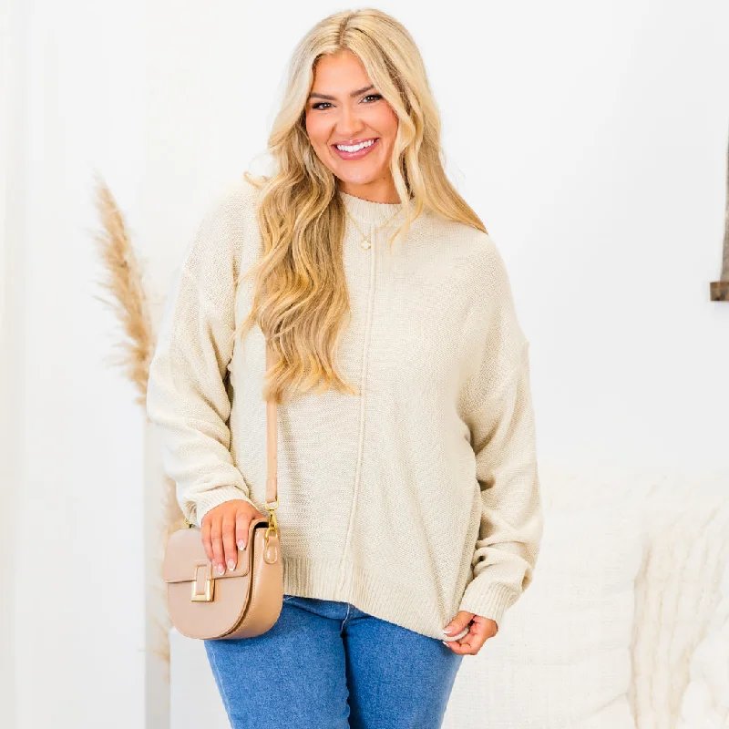 Celebrate the Weekend with Discounts Work This Out Sweater, Cream