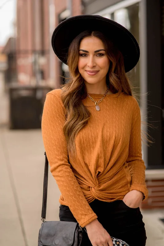Weekend Bargains to Enjoy Vertical Textured Knot Front Tee