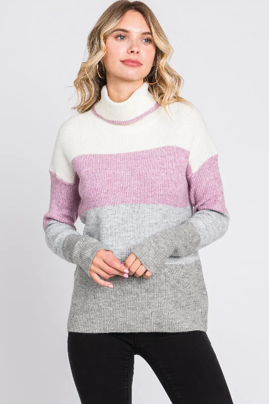 Weekend Deals You Can't Resist Multi-Color Color Block Turtleneck Sweater