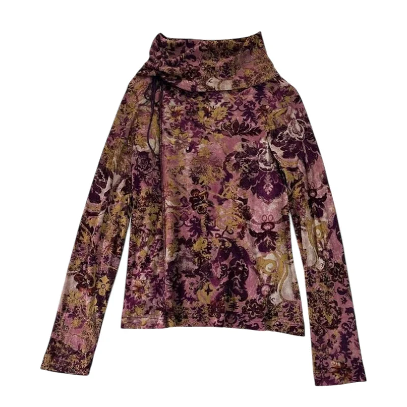 Final Clearance Floral Turtle Neck Top