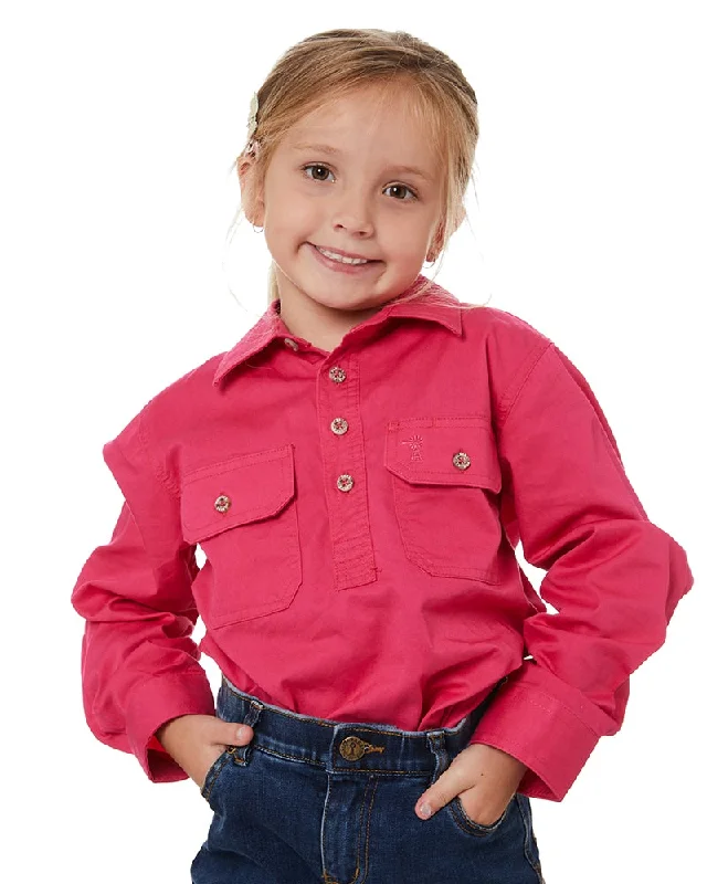 Exclusive Offer Kids Closed Front Shirt LS - Pink