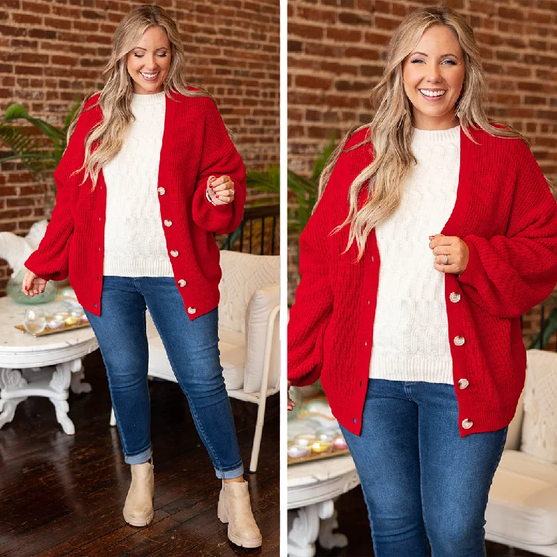 Weekend Discounts to Delight Romantic Rendezvous Cardigan, Red