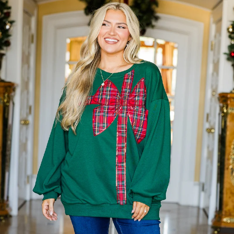 Weekend Bargains Galore Wrapped With Love Pullover, Green