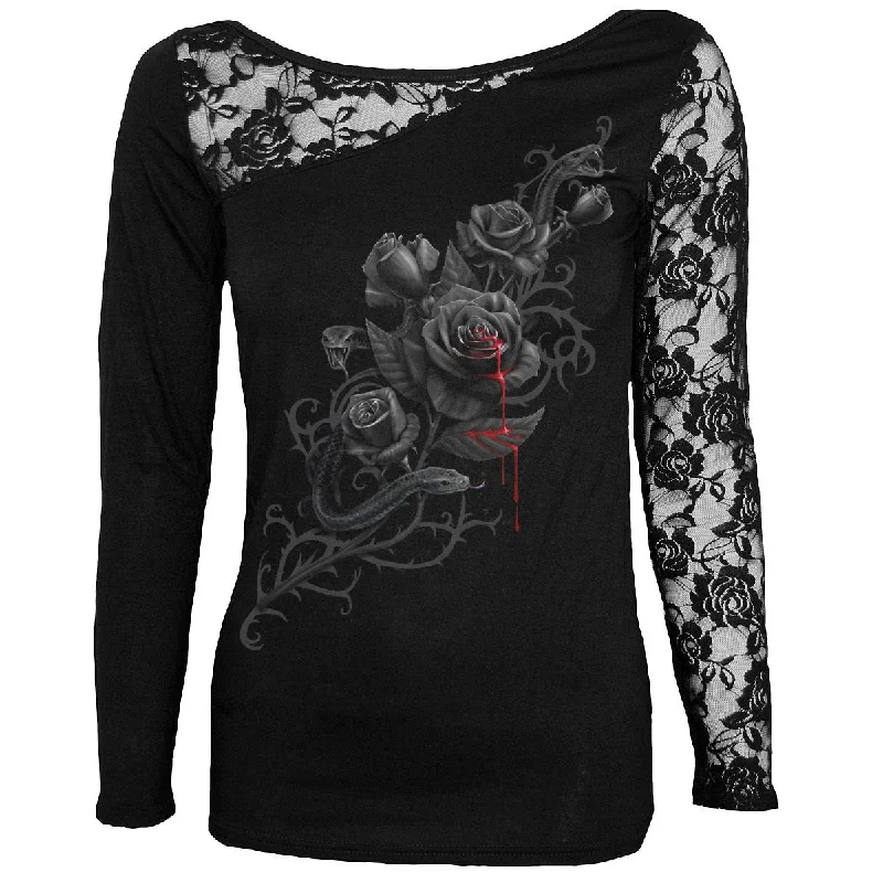 Unbeatable Deal FATAL ATTRACTION - Lace One Shoulder Top Black