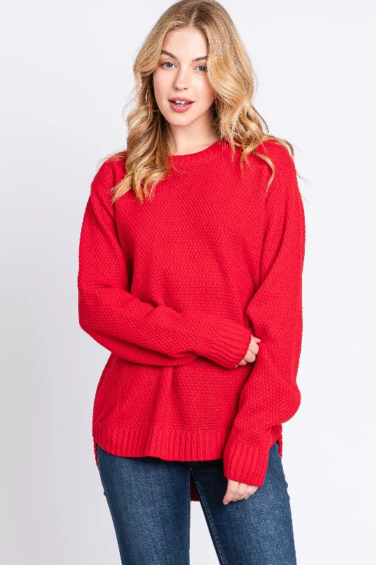 Weekend Bargains to Cherish Red Knit Pullover Sweater