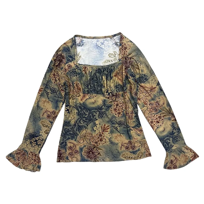 Weekend Specials to Indulge In Floral Square Neck Long Sleeves Top