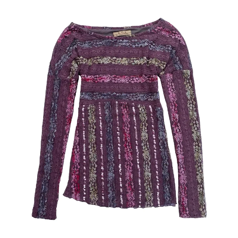 Weekend Offers That Impress Lace Patchwork Striped Top