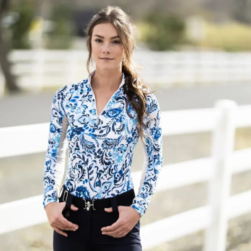 Today's Deal Kastel Denmark Long Sleeve Sunshirt Blue Ikat Floral