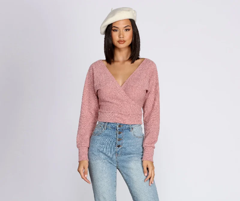 Weekend Offers That Tempt La Femme Knit Wrap Sweater