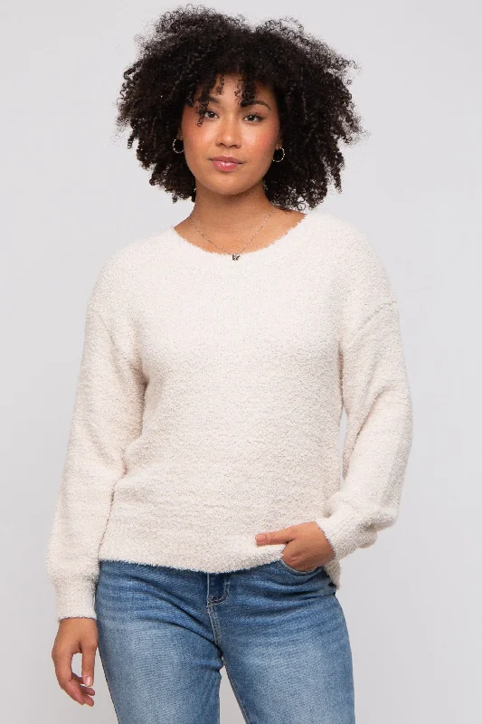 Epic Value Beige Fuzzy Soft Knit Sweater
